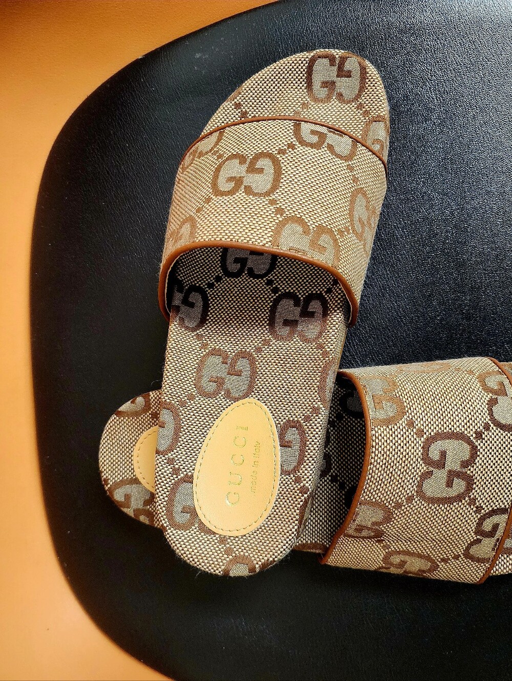 Gucci Brown GG Canvas Slide Sandals